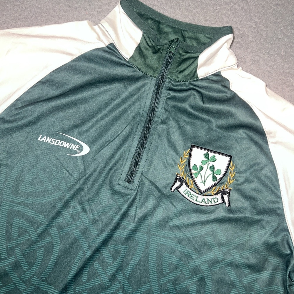 NWT Lansdowne Ireland Shirt Men Sz M Green Celtic Performance ¼ Zip Long Sleeve